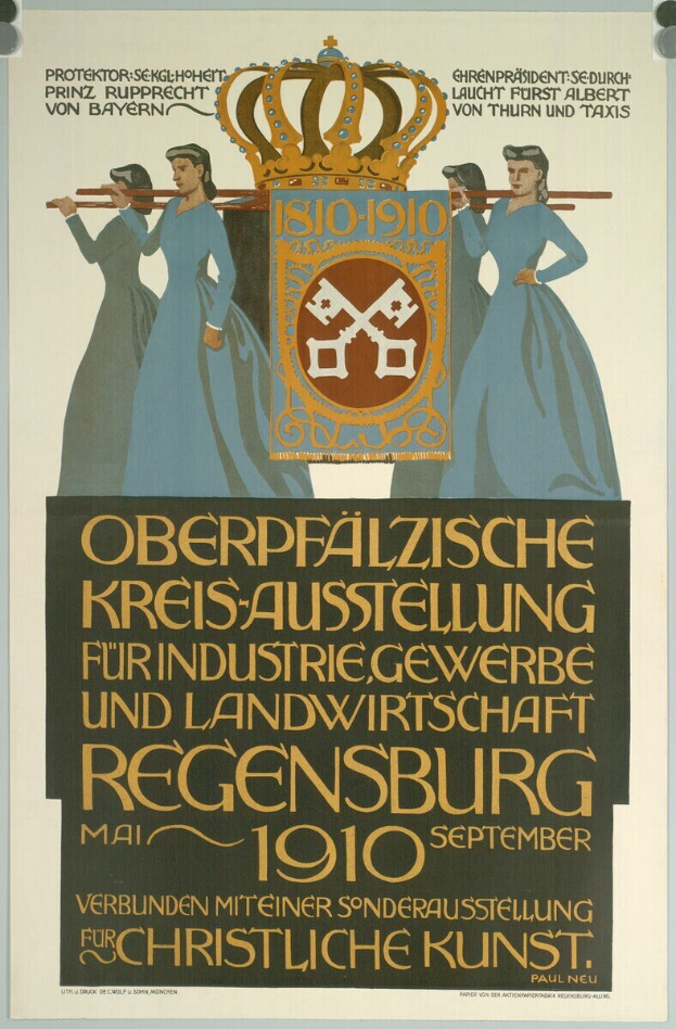 Plakat zur deutschen Revolution von 1910, das eine Gruppe von Menschen und eine Krone zeigt, mit Text zu den Ereignissen.