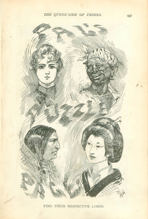 Ein altes Buchcover mit vier illustrierten Frauenköpfen und der Text "Die queere Seite der Dinge".