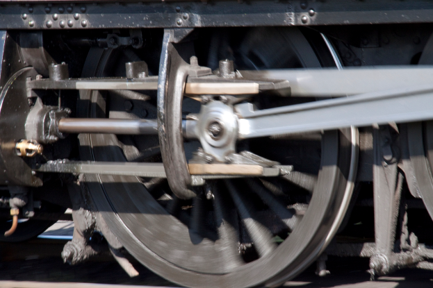 Ein Nahaufnahme eines Radrades, das die Lauffläche und den Flänchen zeigt.