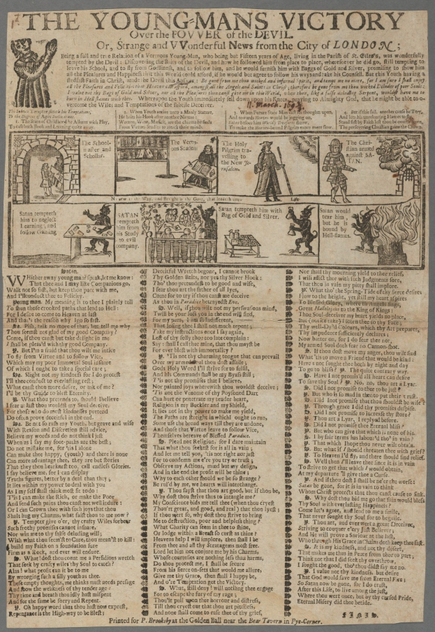 Ein siegestaubes Papiertisch mit fettem Text und detaillierten Illustrationen von entschlossenen jungen Männern.