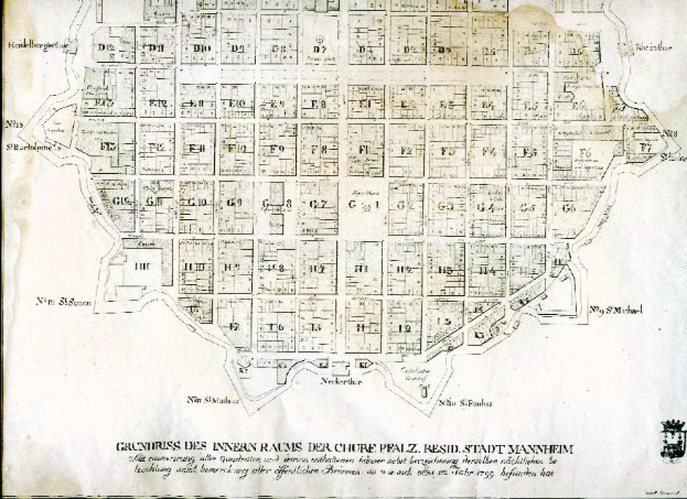 Detailiertes altes Stadtplan von Berlin, Deutschland, auf einem schwarzen Hintergrund, der Straßen, Gebäude und Sehenswürdigkeiten mit beschrifteten Text zeigt.
