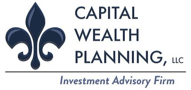 Logo von Capital Wealth Planning, LLC: ein blauer Kreis mit weißer Umrandung und einem weißen "C" in der Mitte, umgeben von einem weißen Ring mit der blauen Aufschrift "Capital Wealth Planning" und der weißen Aufschrift "Investment Advisory Firm" darunter.