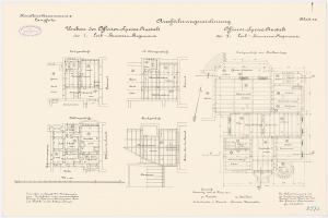 Ausführlicher Grundrissplan des ehemaligen Bundeskanzleramts mit verschiedenen Räumen und Textanmerkungen.