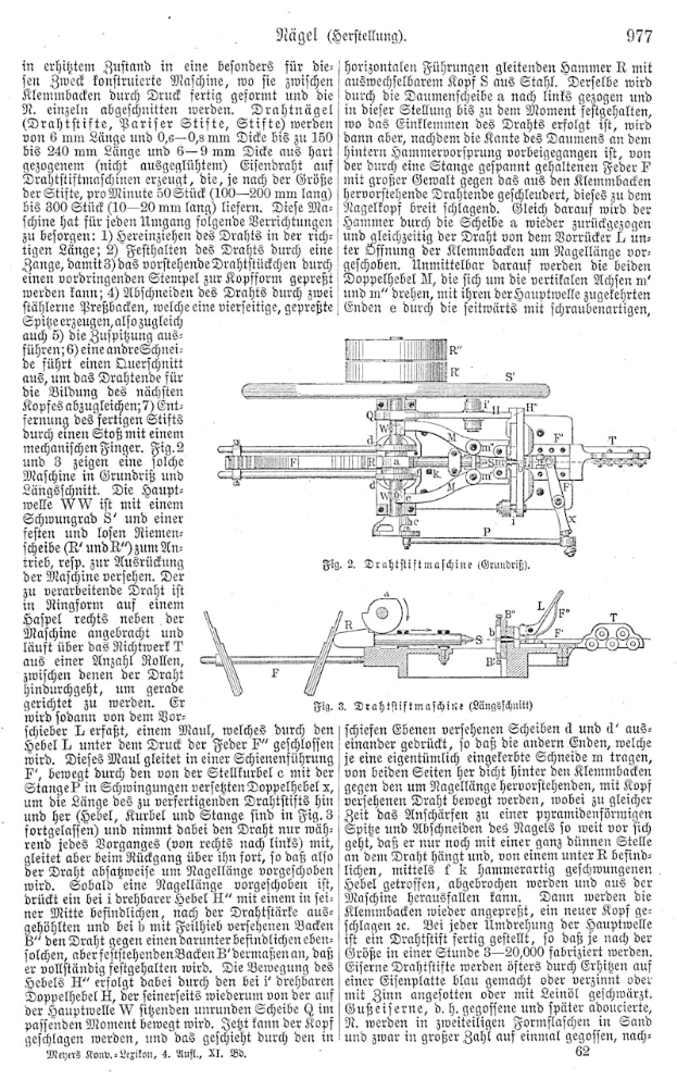 Eine Seite aus einem Buch mit einer technischen Zeichnung einer Maschine, dem Text "Deutsches Patent 977,977" und mehreren kleineren Bildern der Maschine.