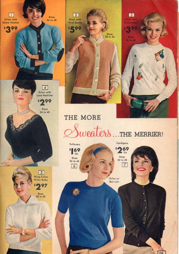 Ein Collage mit mehreren Frauen in verschiedenen Kostümen, jede begleitet von Text und Dollarbeträgen.