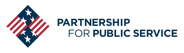 Logo der Partnerschaft für öffentliche Dienstleistungen mit einem blauen Kreis mit einem weißen Stern, umgeben von einem weißen Rand, und fettem schwarzem Text auf einem weißen Hintergrund.