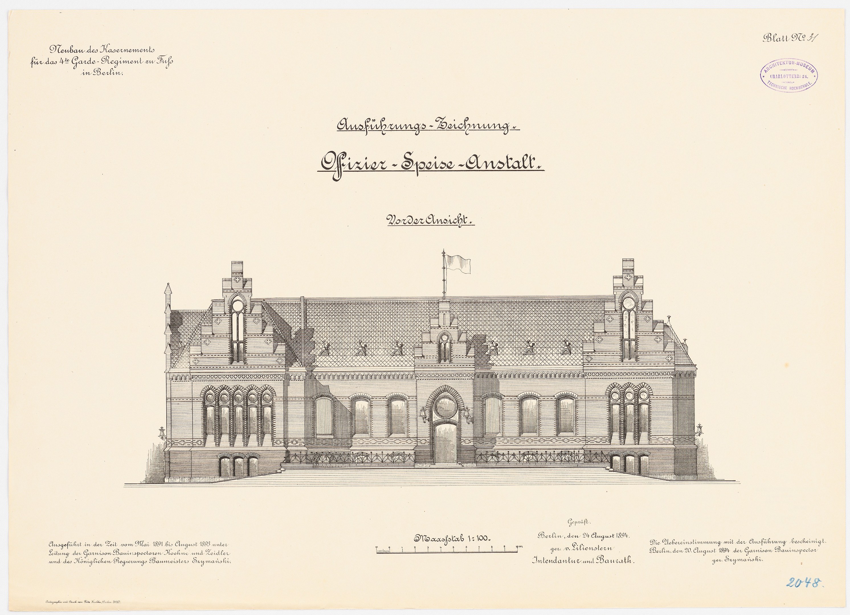 Eine Zeichnung des Hauptsaals des Deutschen Bundestages in Berlin, gekrönt von einer Flagge, begleitet von Text auf dem Papier.