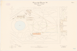 Eine detaillierte Karte von Berlin, Deutschland, mit der Universität Münster in der Mitte, die Gebäude, Straßen und andere Merkmale sowie Text mit Informationen über die Universitätsgröße, den Standort und die Annehmlichkeiten zeigt.