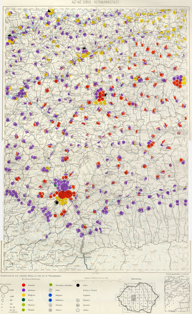 Eine Deutschlandkarte mit farbigen Punkten, die die Verteilung der Bevölkerung in jedem Land darstellen, begleitet von Text am unteren Rand.