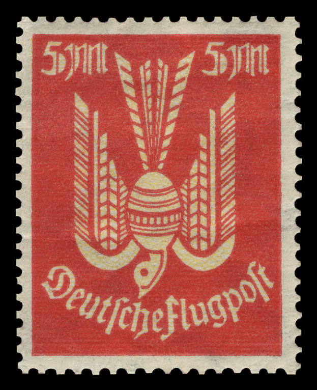 Ein rotes und goldenes Siegel mit den Worten "Deutsches Flugspol" vor einem schwarzen Hintergrund.