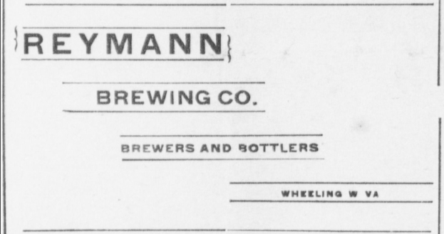 Schwarzes und weißes Foto eines Papiers mit der Aufschrift "Reymann Brewing Co. Brewers and Bottlers"