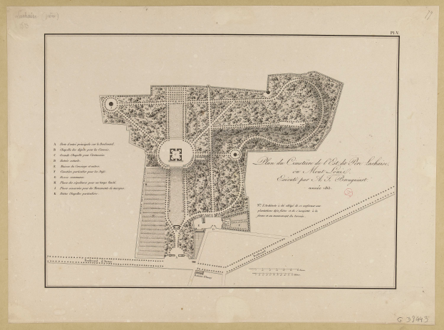 Ein detaillierter Parkplan auf Papier, der Pfade, Bäume und andere Merkmale zeigt, mit Texten, die Informationen über die Größe, den Standort und die Einrichtungen des Parks enthalten.